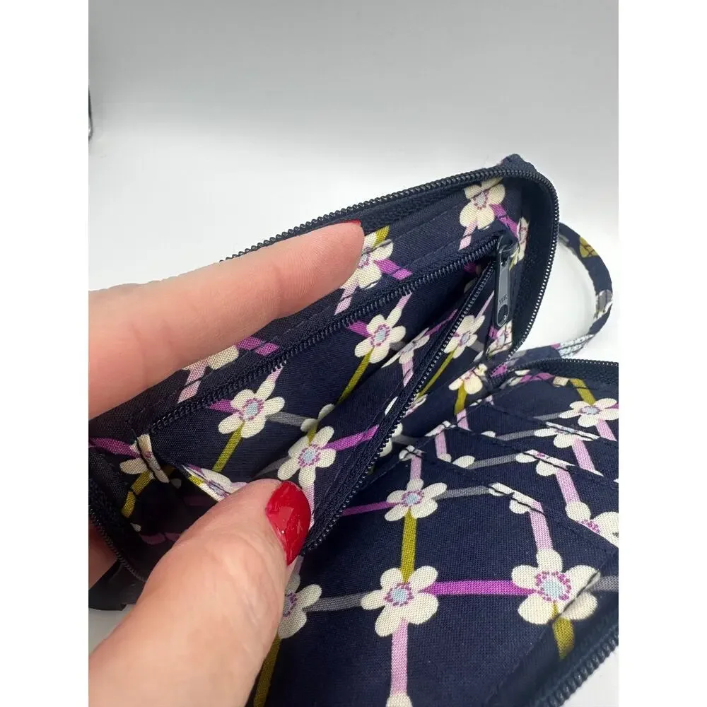 Vera Bradley Nightingale Wristlet All In One Wallet Blue Purple Green Floral